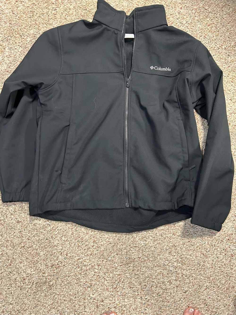 Columbia Black Fleece Zip Jacket with Blue Accent Tag